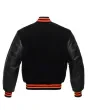Black Wool Body Varsity Jacket - Back View