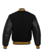 Black Wool Body Varsity Jacket - Back View
