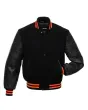 Black Leather Sleeves American Varsity Jacket - Front View