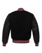 Black Wool Body Varsity Jacket - Back View