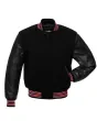 Black Leather Sleeves American Varsity Jacket - Front View