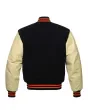 Black Wool Body Varsity Jacket - Back View