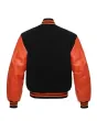 Black Wool Body Varsity Jacket - Back View