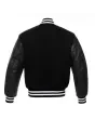 Black Wool Body Varsity Jacket - Back View