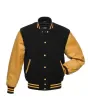 Black and Gold Varsity Jacket - Front View