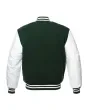 Forest Green Wool and White Leather American Varsity Jacket - Back View
