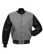Black Leather Sleeves American Varsity Jacket - Front View