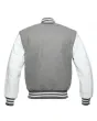 Grey Wool Body Varsity Jacket - Back View