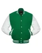Kelly Green Wool and Cowhide Leather American Varsity Jacket - Front View