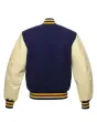 Navy Blue Wool Body Varsity Jacket - Back View