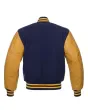 Navy Blue Wool Body Varsity Jacket - Back View
