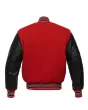 Red Wool Body Varsity Jacket - Back View