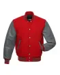 Red and Grey Varsity Jacket - Front View