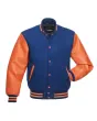 Royal Blue and Orange Varsity Jacket - Front View