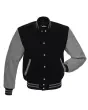 Slate Grey Classic Wool Varsity Jacket: Front view highlighting the elegant slate grey color and classic varsity style, showcasing meticulous design and craftsmanship.