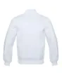 Snowy White Satin Bomber Jacket: Back view displaying the snowy white satin fabric, providing a glimpse of the jacket's design and detailing from behind.