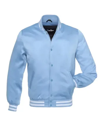Columbia Blue Striped Satin Bomber Jacket