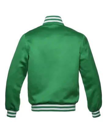 Kelly Green Striped Satin Bomber Jacket