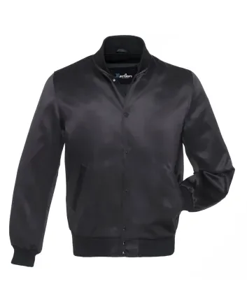 Midnight Monochrome Satin Bomber Jacket