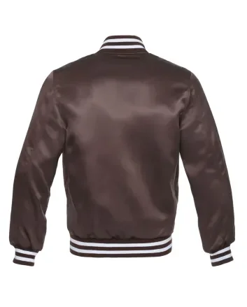 Rich Brown Striped Satin Bomber Jacket
