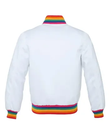 Snowy Rainbow Satin Bomber Jacket