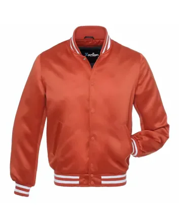 Texas Orange Striped Satin Bomber Jacket